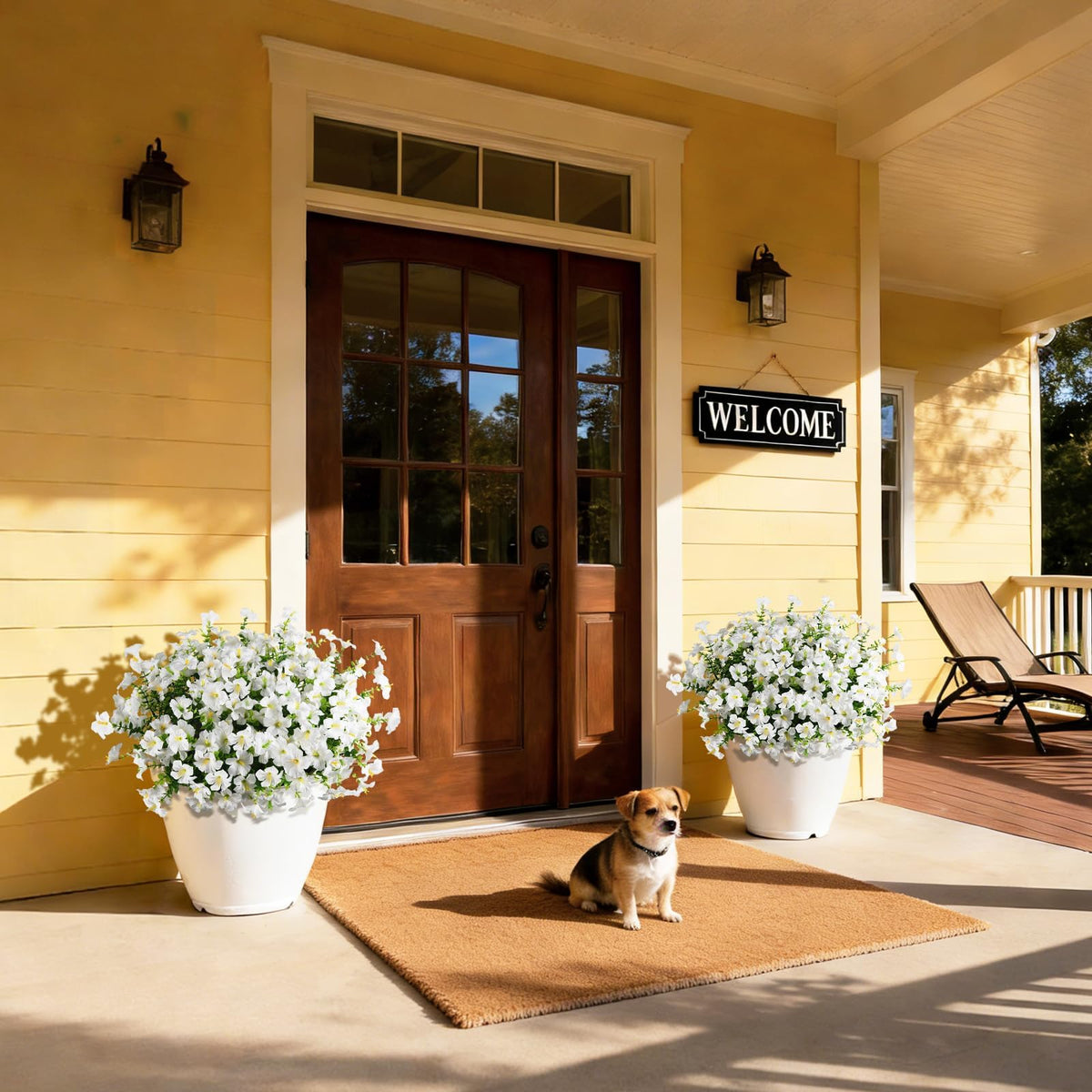 INQCMY window box with white petunias adds curb appeal