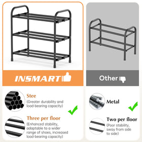 INSMART durable metal frame for stable shoe storage.