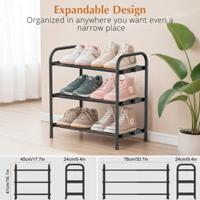 INSMART stackable 3-tier shelves for organized footwear.
