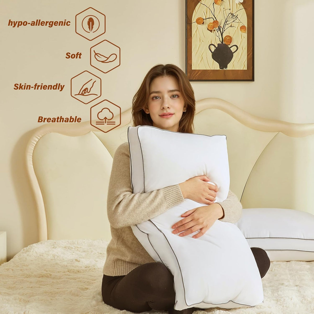 INSPIRE CRAFTER goose down pillow gusset design maintains plump shape