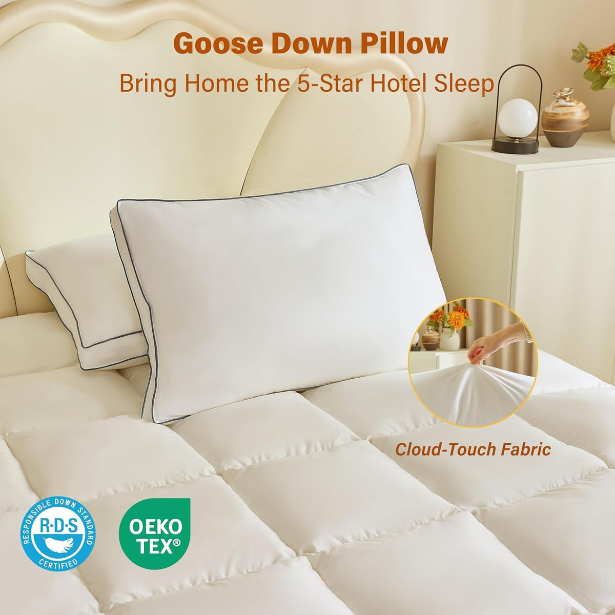 INSPIRE CRAFTER king-size pillow set on a layered bedding setup