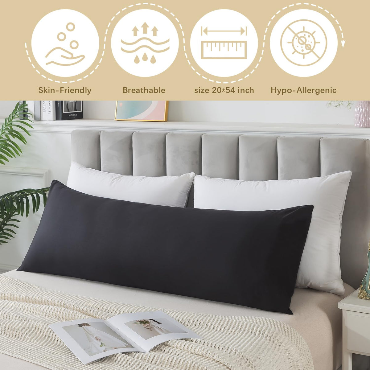 INSPIRE CRAFTER large body pillow supports side sleeping and back alignment.