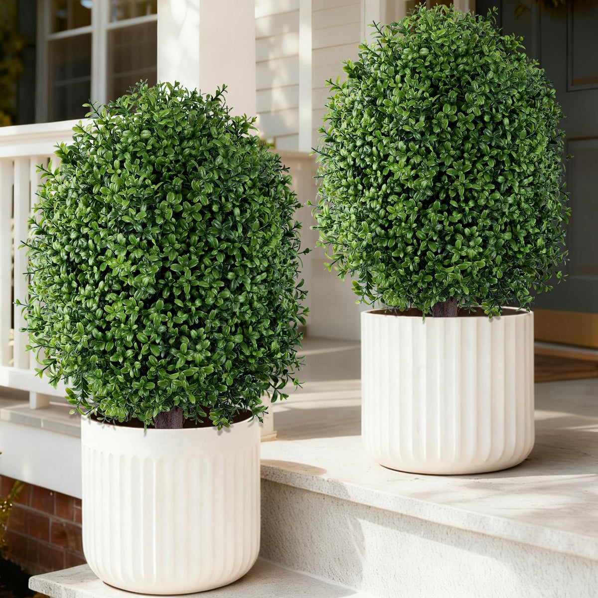 INSPRING 27'' boxwood topiary ball with ground spike enhances curb appeal outdoors