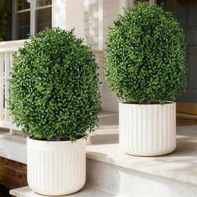 INSPRING 27'' boxwood topiary ball with ground spike enhances curb appeal outdoors