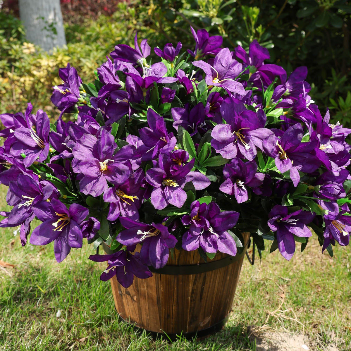 INSPRING azalea outdoor display on porch for easy, fade-resistant decoration.