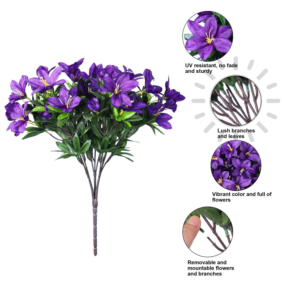 INSPRING azalea three-bundle set boosts porch garden mood with lifelike blooms.