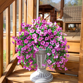 INSPRING balcony and patio trailing violets with eucalyptus for seasonal charm.