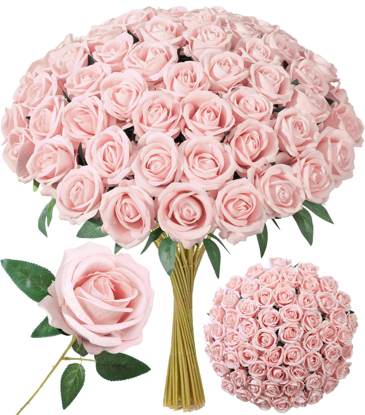 INSPRING blush roses 50-pcs set for elegant table centerpieces.