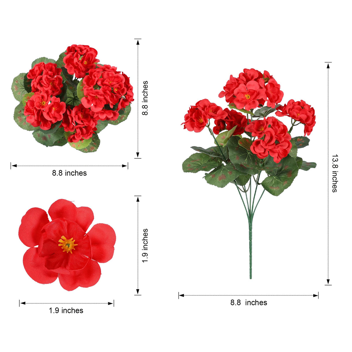 INSPRING garden planter with realistic faux geraniums