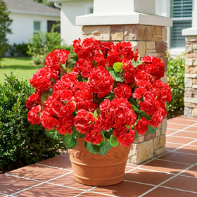 INSPRING fake geraniums with green leaves for natural garden look