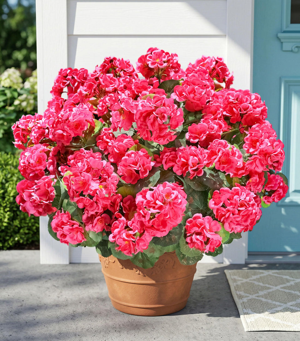 INSPRING fake geraniums outdoors hot pink bundle 1 show vibrant petals for durable planters
