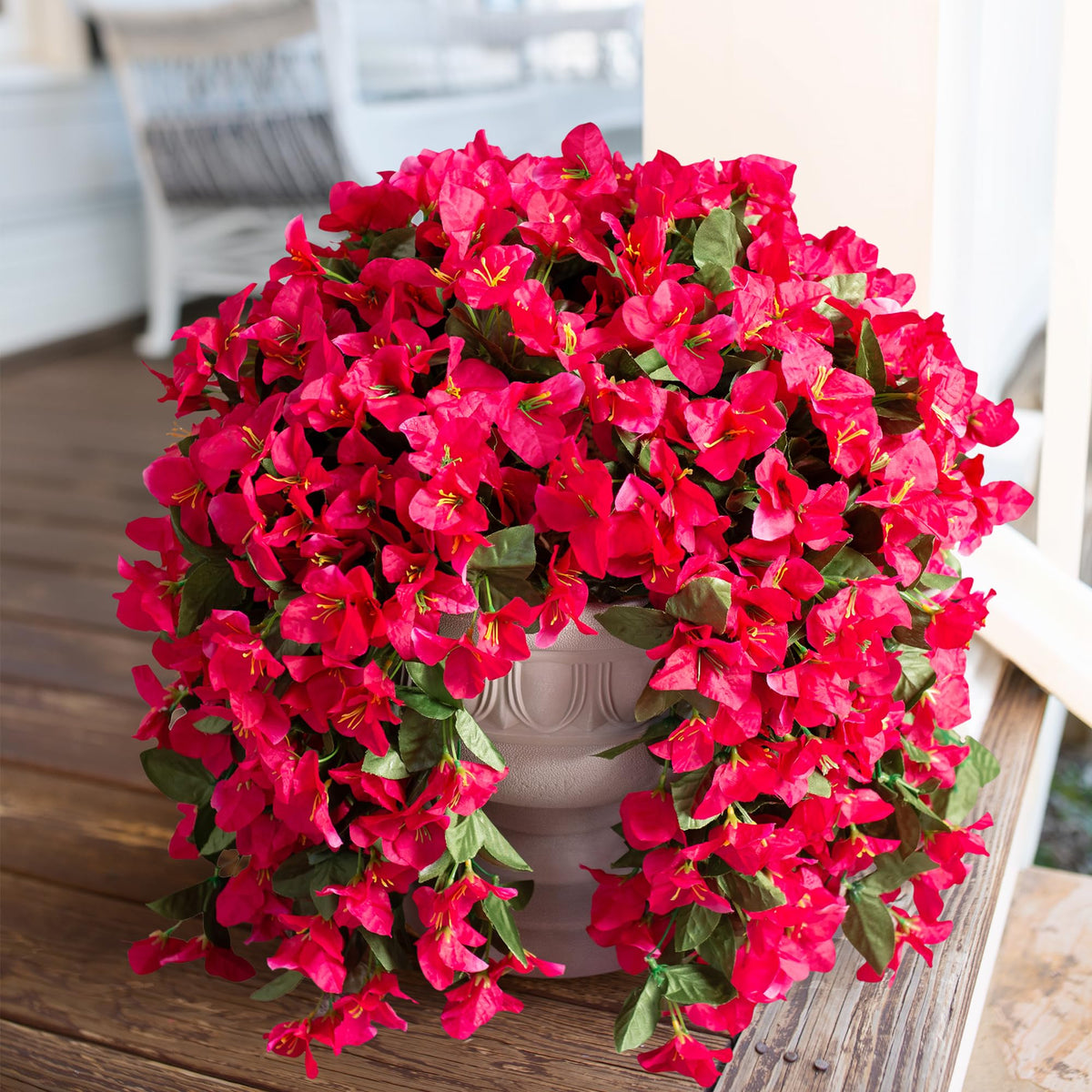 INSPRING faux bougainvillea trailing vine in hot pink for front door decor