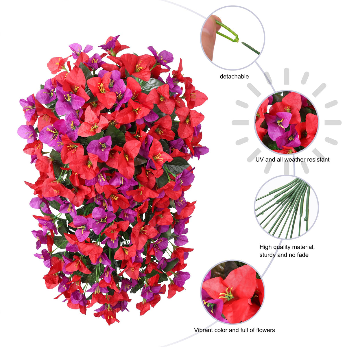 INSPRING faux bougainvillea trailing vine urn planter scene suggests effortless styling.