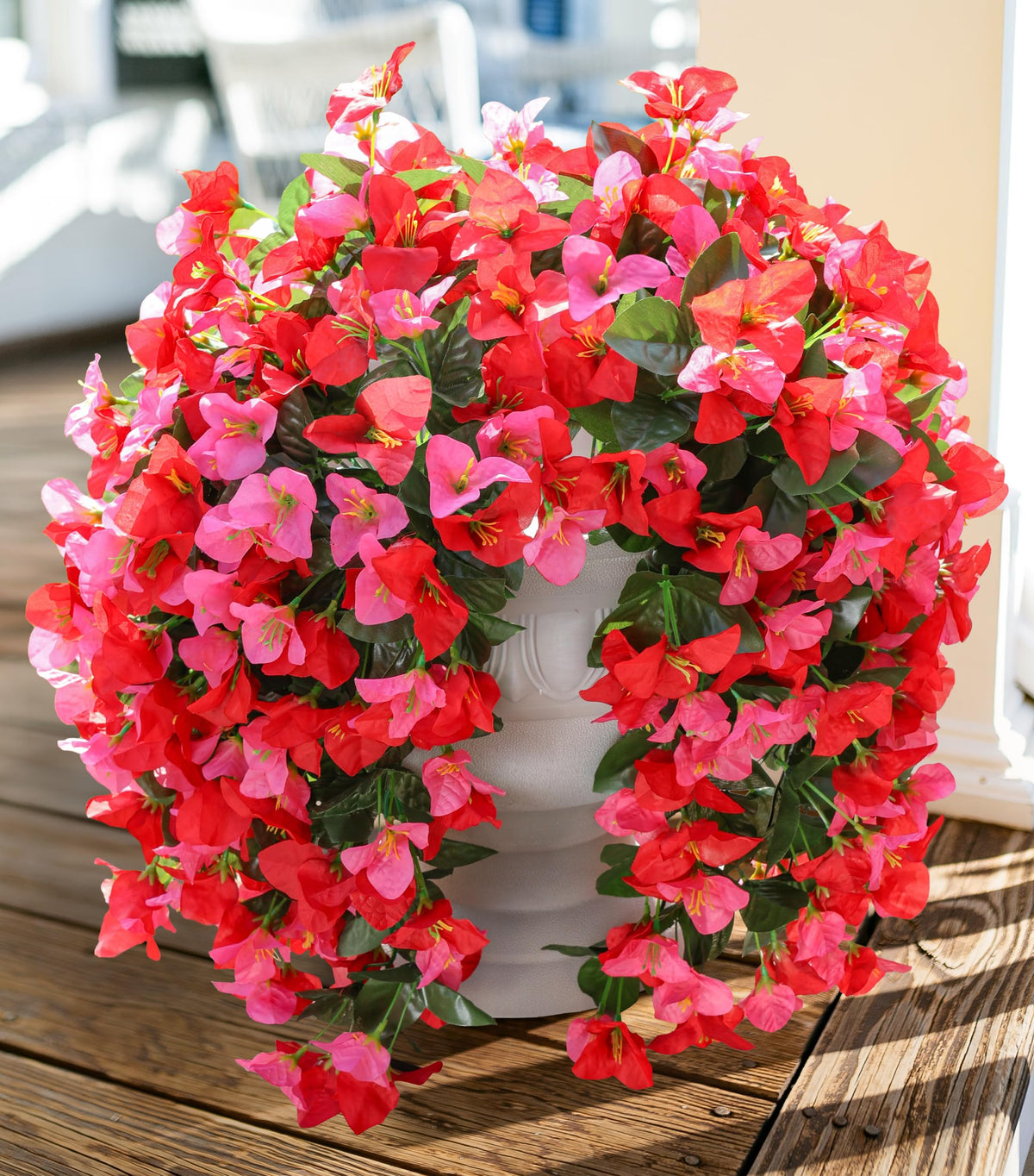 INSPRING faux bougainvillea trailing vines for front door provide year-round color.