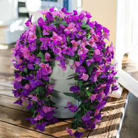 INSPRING faux bougainvillea vines for outdoor decor, UV-resistant and maintenance-free.