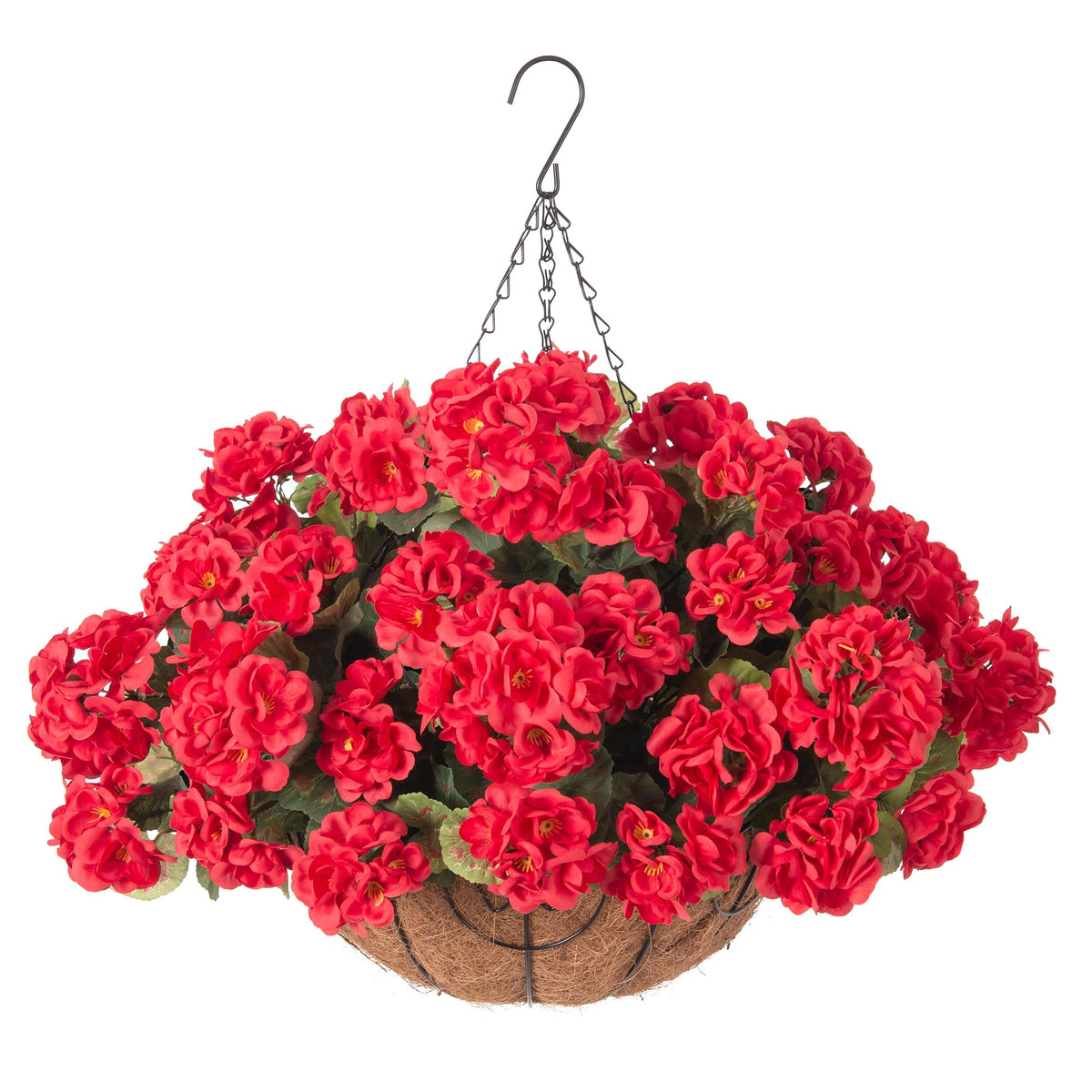 INSPRING Geraniums hanging basket assembly with eight bundles for outdoor display