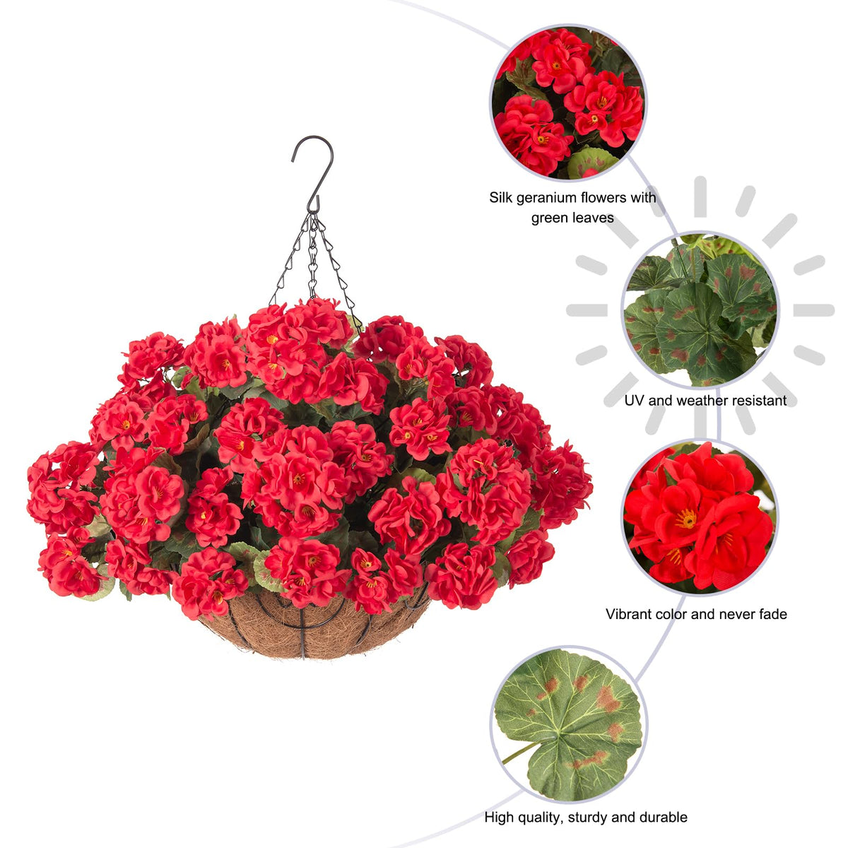 INSPRING Geraniums UV-resistant material withstands outdoor sun