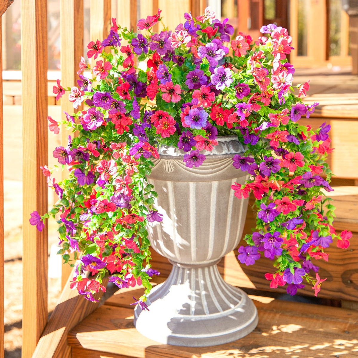 INSPRING hanging plant vines enhance porches with realistic texture and color.