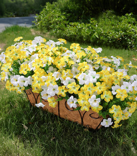 INSPRING outdoor artificial flowers: 20 petunia bundles with eucalyptus for vibrant curb appeal