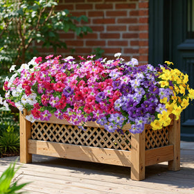 INSPRING realistic petunia blossoms with greenery for natural-looking garden planters.