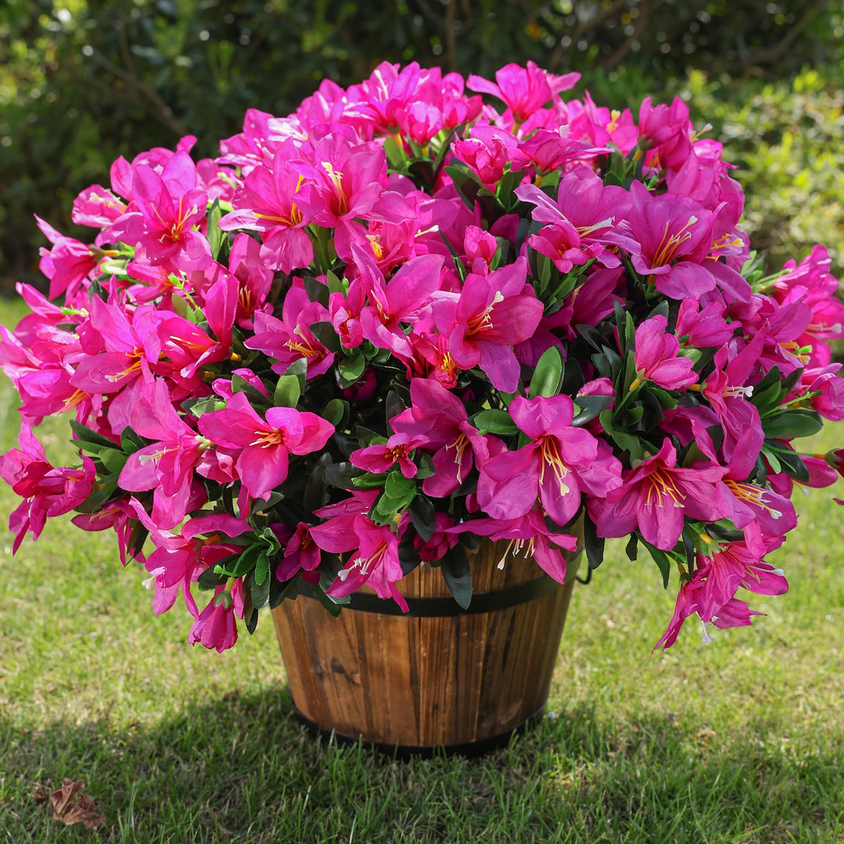 INSPRING silk azalea branches provide flexible arrangement for balconies