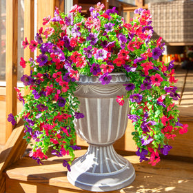 INSPRING weatherproof faux flowers resist sun and rain for easy all-season decorating.