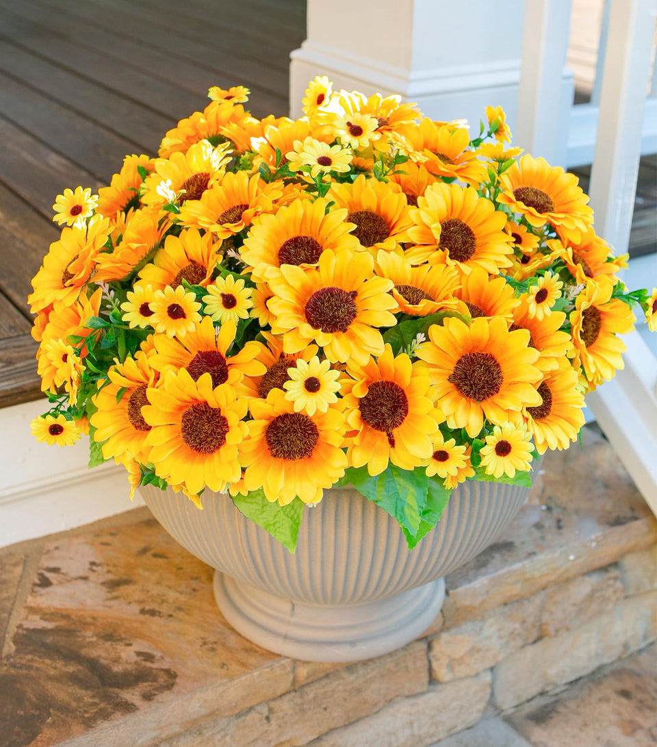 INSPRING sunflowers outdoor bouquets 10-pack brightening porches with maintenance-free color.