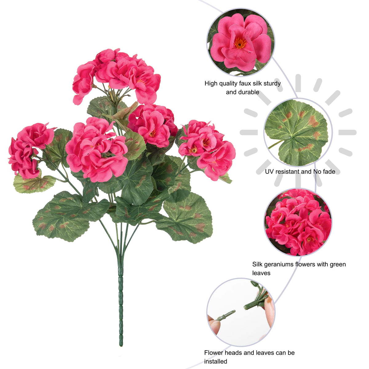 INSPRING waterproof geraniums stay vibrant through seasonal weather for porches and doors.