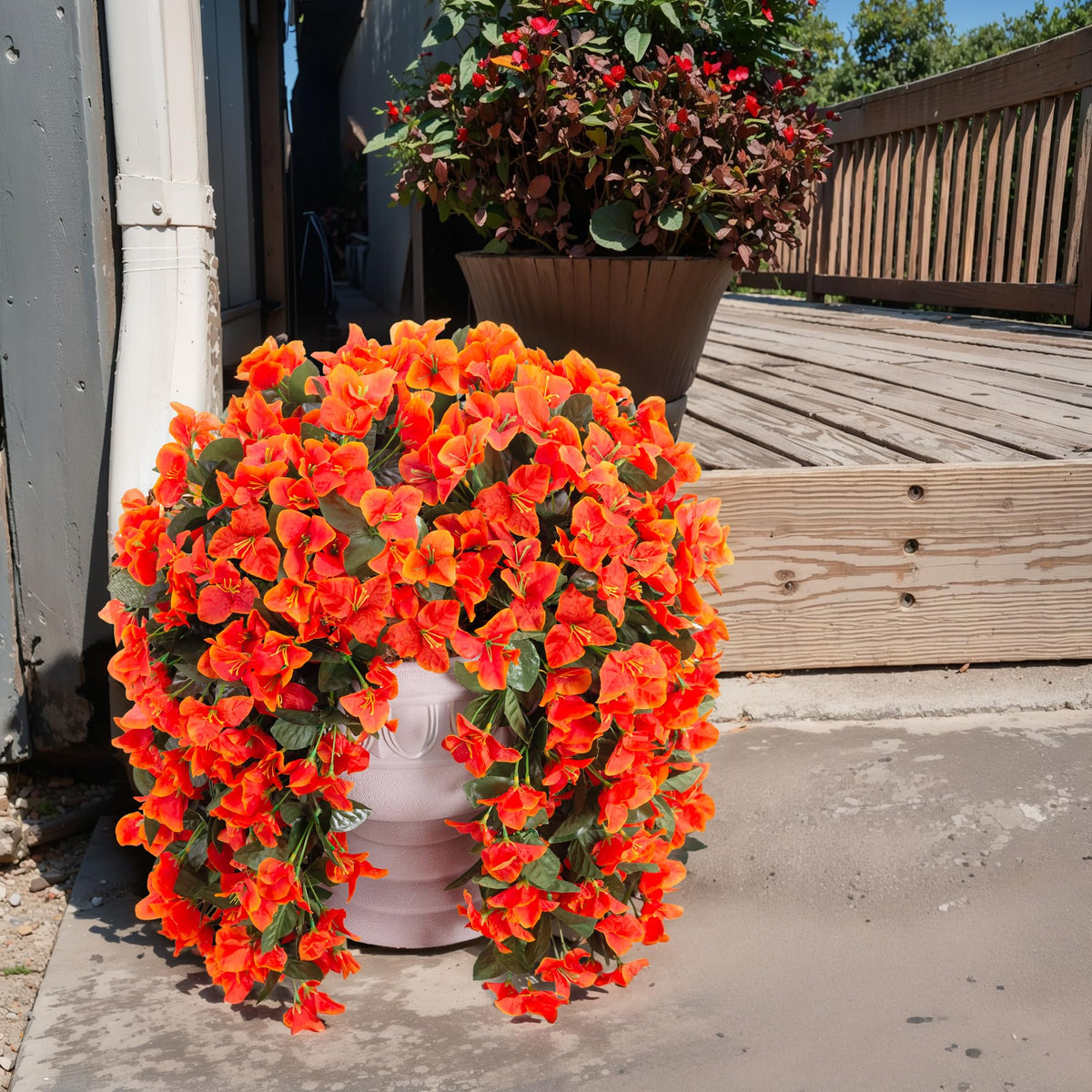 INSPRING weatherproof silk flowers suited for all-weather outdoor use.