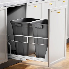 Insputer Double 40QT pull-out trash bin under cabinet with dual compartments for organized waste
