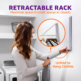 InstaHanger collapsible rack folds flat to clear floors when idle.