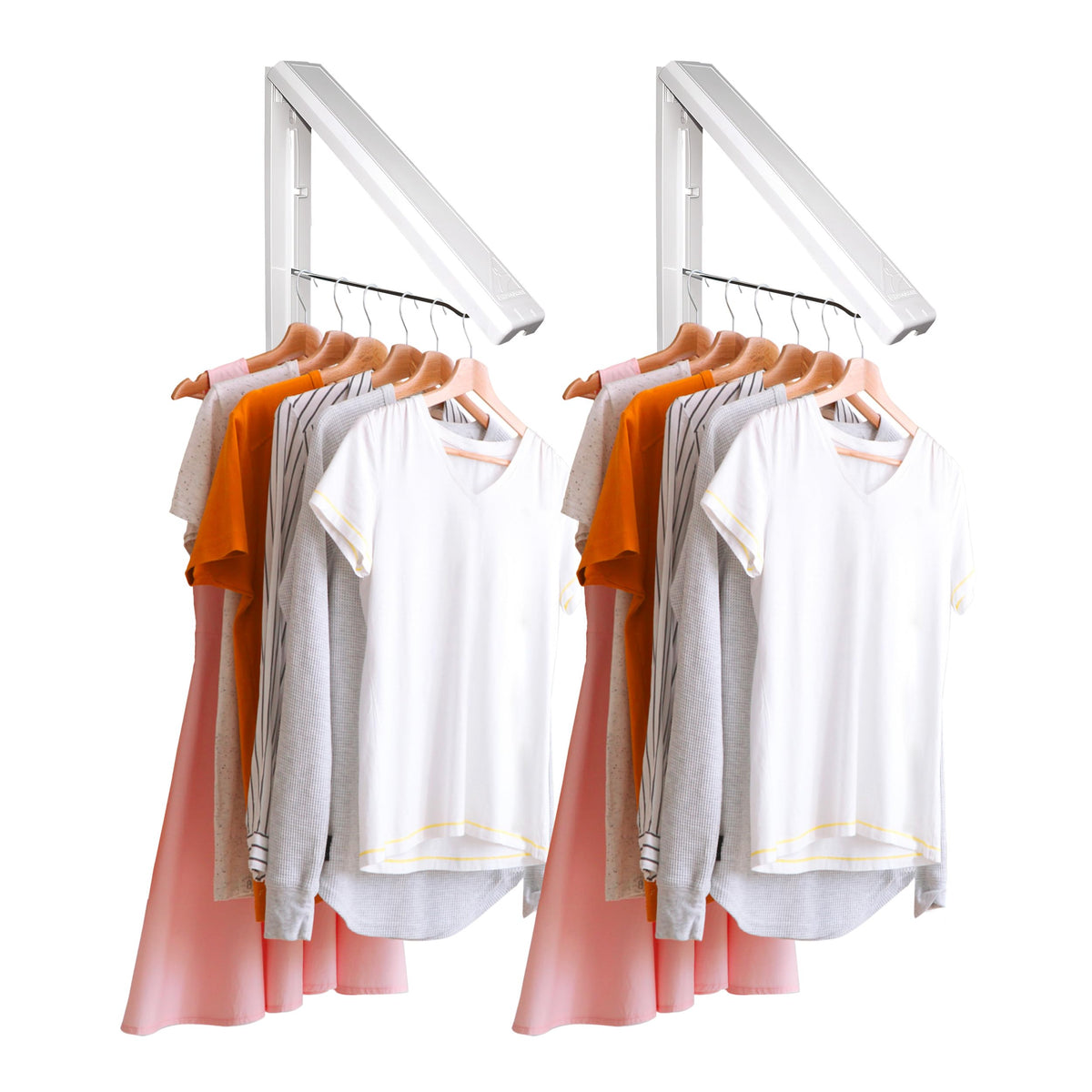 InstaHanger wall mounted drying rack holds up to 60 lbs for heavy items.