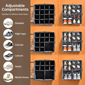 INSTY adjustable dividers optimize storage for various shoe sizes
