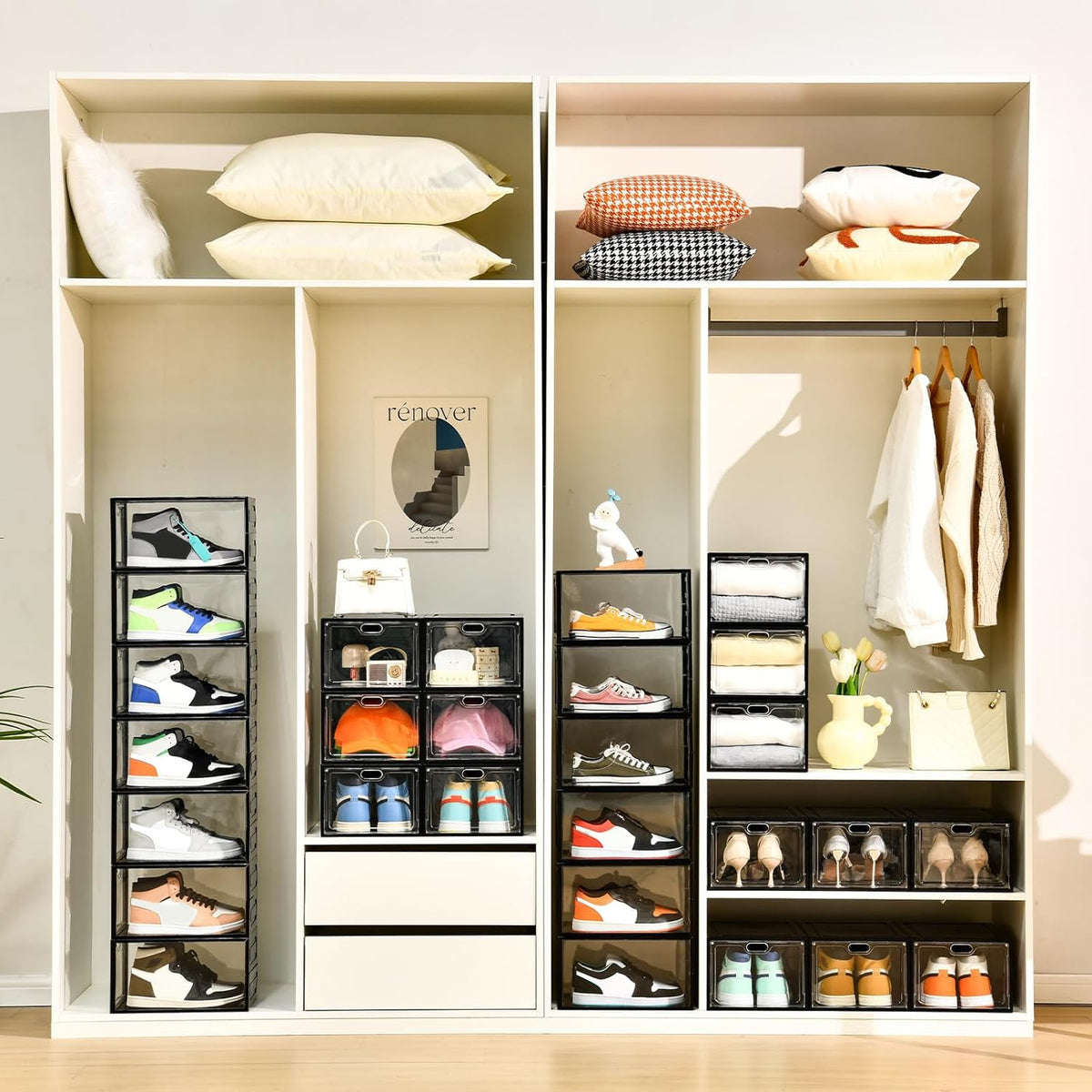 INSTY durable clear design enhances turnkey display of sneakers.