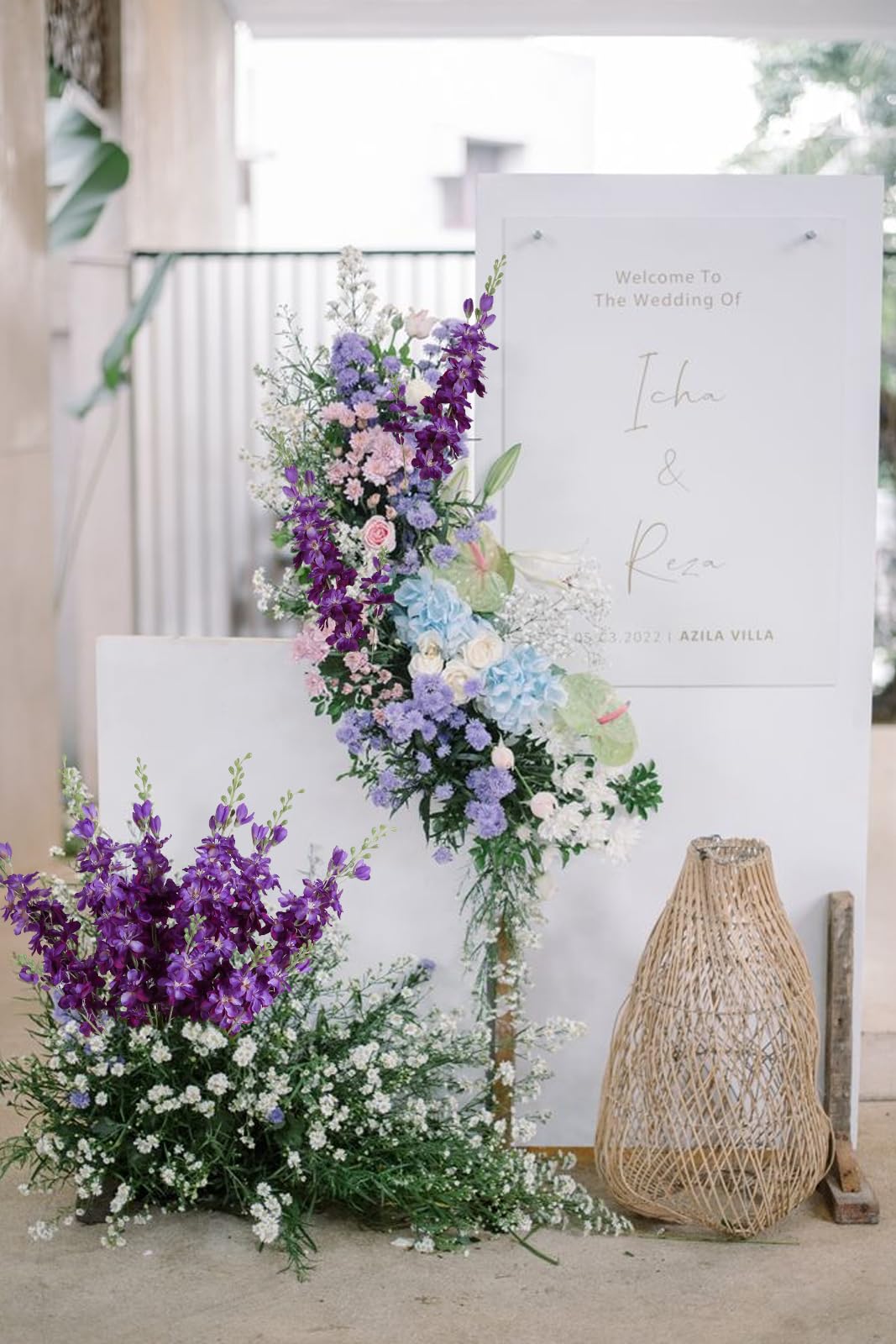 INSUNSIX purple larkspur ideal for sunlit tabletop decor.