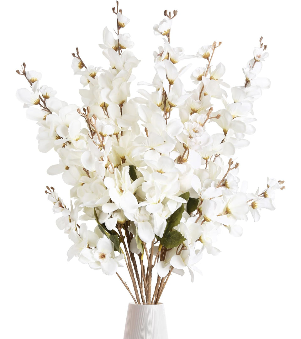 INSUNSIX white delphinium long-stem in a vase for tall, elegant centerpieces