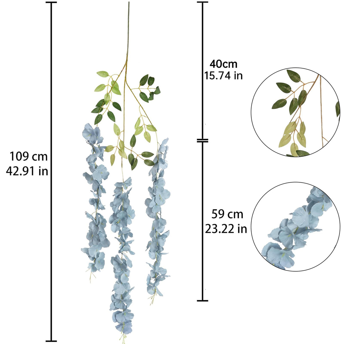 INSUNSIX dusty blue wisteria for home decor ambiance