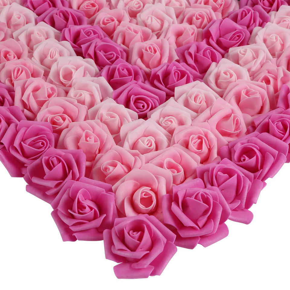 INSUNSIX foam roses 200pcs in mixed pink tones, ideal for durable wedding centerpieces.