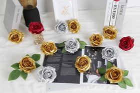 INSUNSIX gold rose stems 25 cm for flexible arrangements.