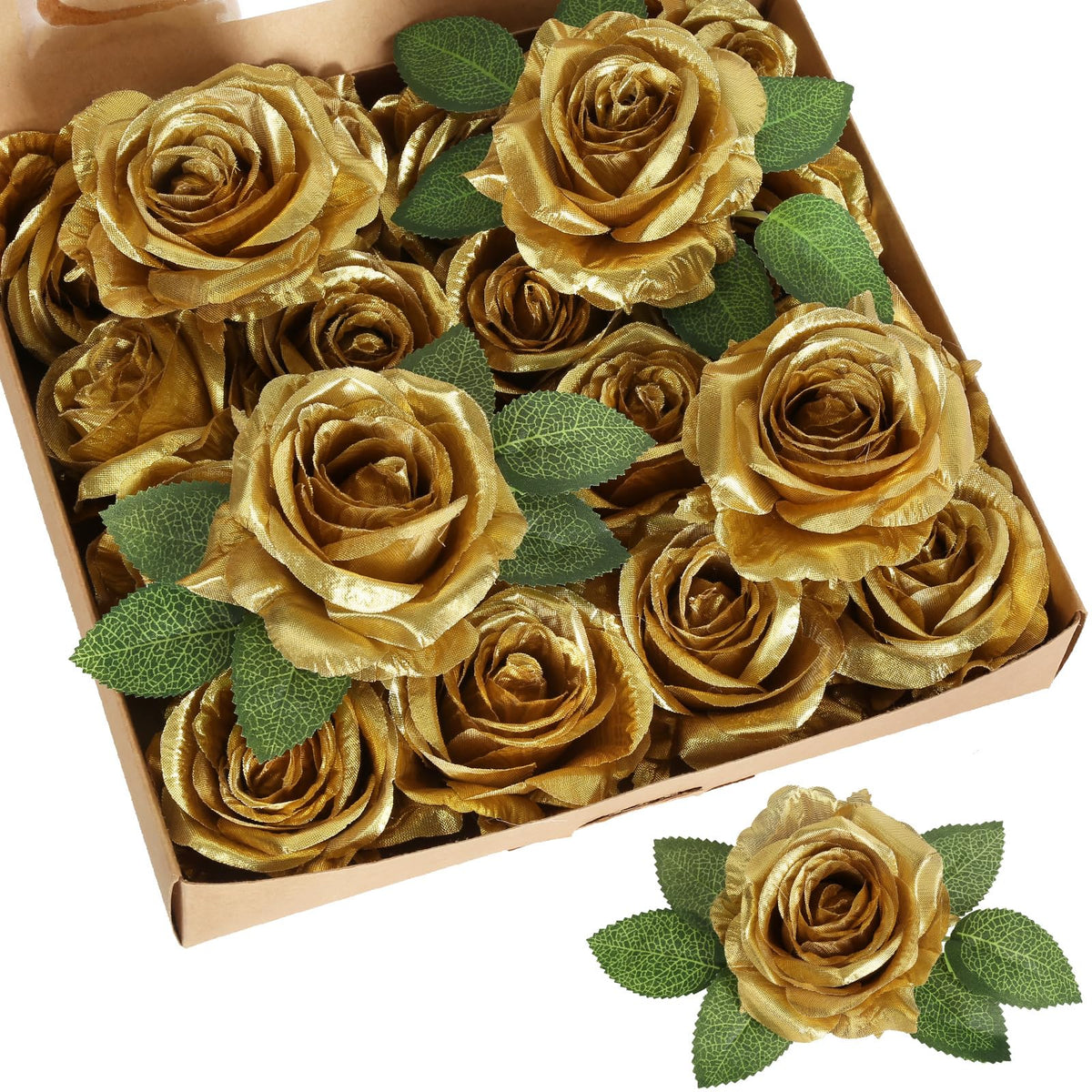 INSUNSIX gold roses bulk bundle for DIY wedding centerpieces.