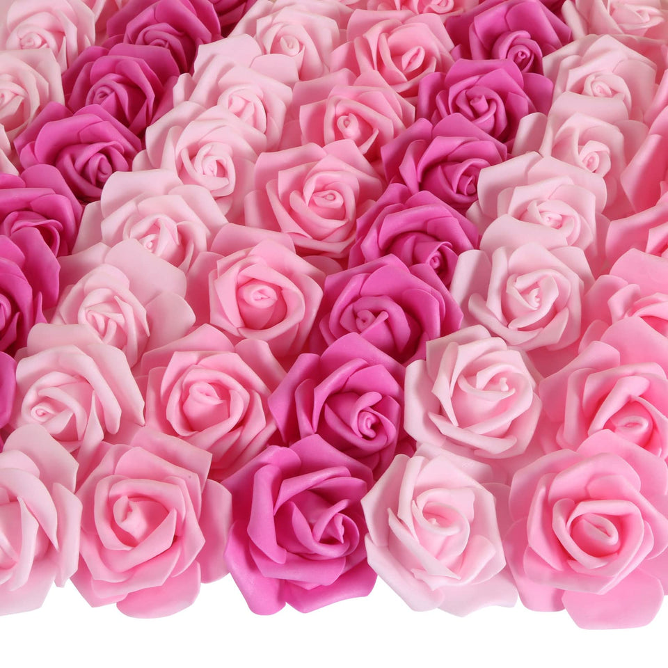 INSUNSIX pink foam rose head in hot pink for wedding decor and DIY crafts
