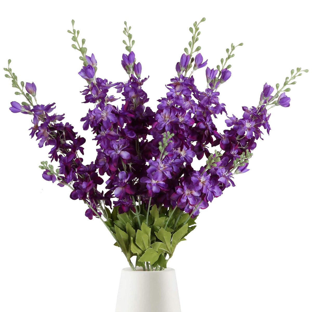 INSUNSIX purple delphinium silk flowers on a 33-inch stem for lifelike centerpieces.