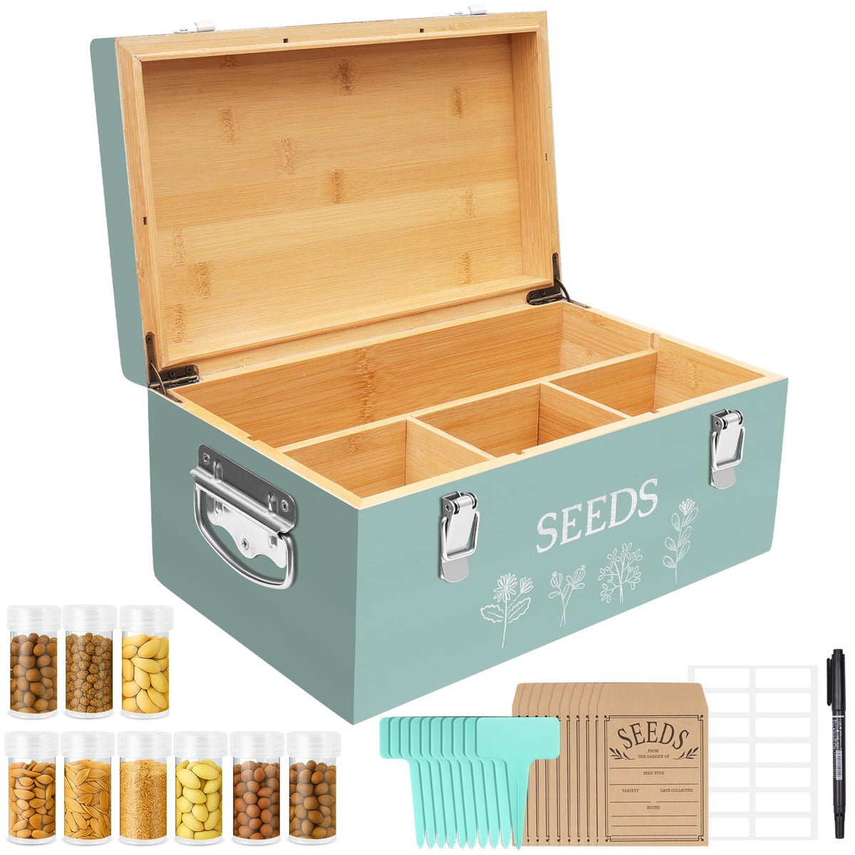 Intarsio bamboo seed storage box with double-layer seal for reliable protection