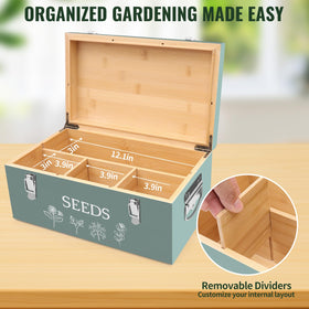 Intarsio bamboo seed organizer front engraving adds rustic garden charm