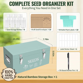 Intarsio seed organizer with four compartments keeps kits and packets neatly sorted