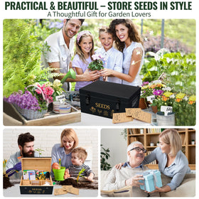 Intarsio natural wood color seed box offers rustic charm and durability.