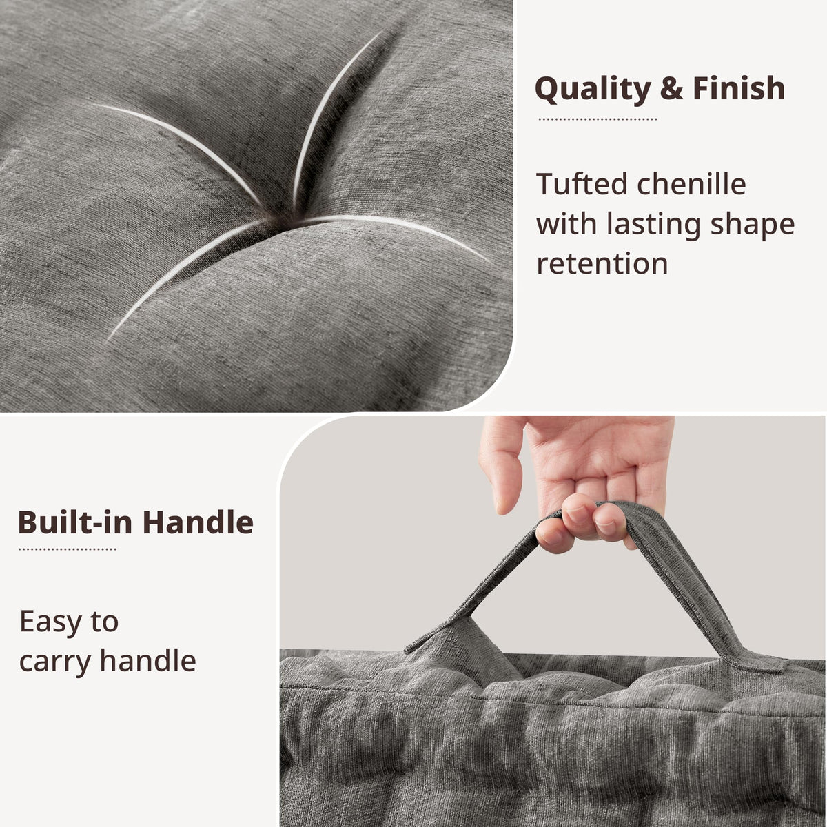 Intelligent Design Azza cushion in 24x24x5 inch size offers ample seating.