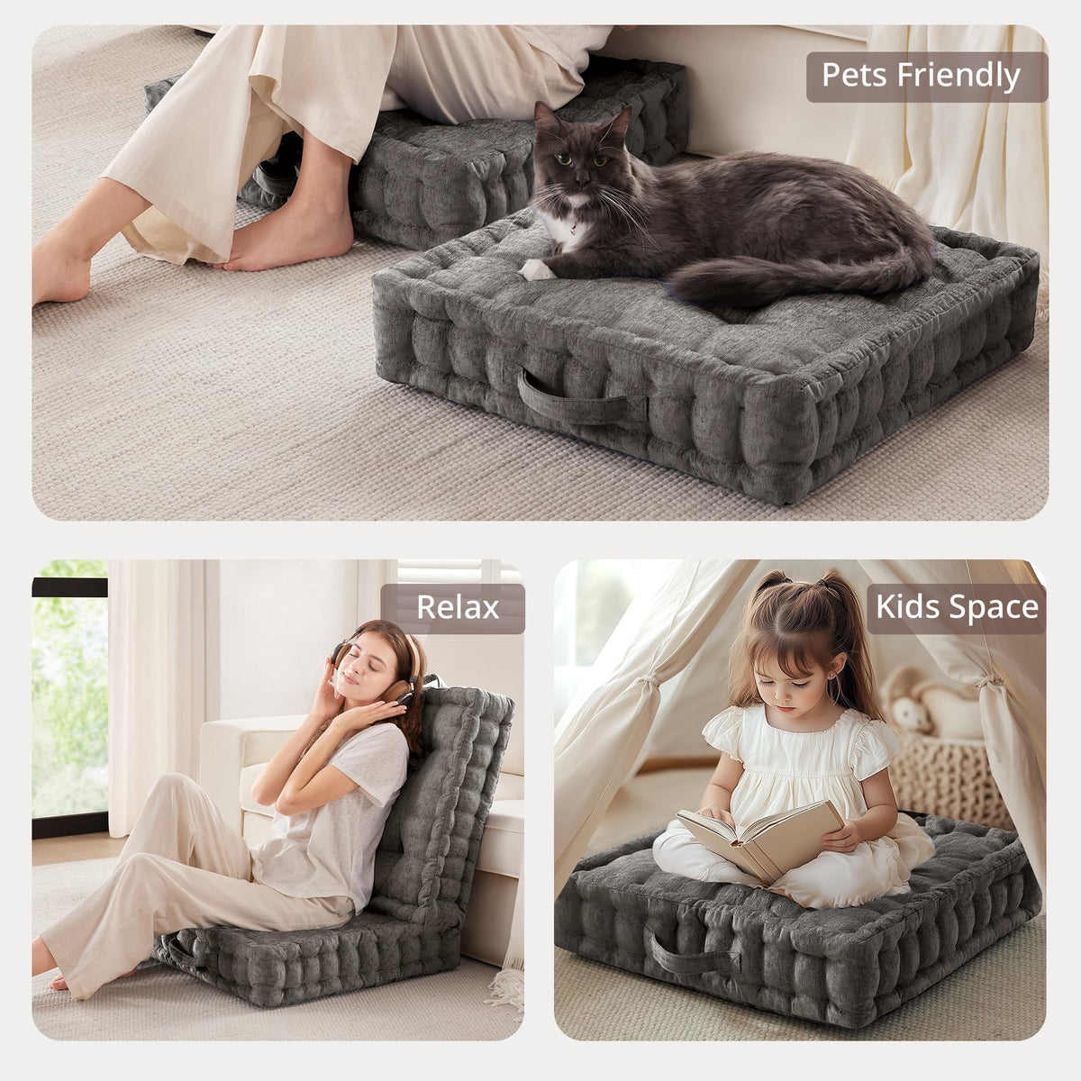 Intelligent Design Azza cushion suited for board games or pet lounging.