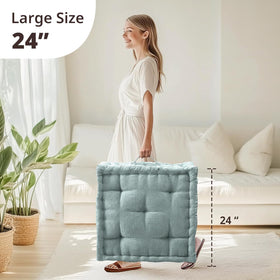 Azza cushion used during board games and pet time on the floor