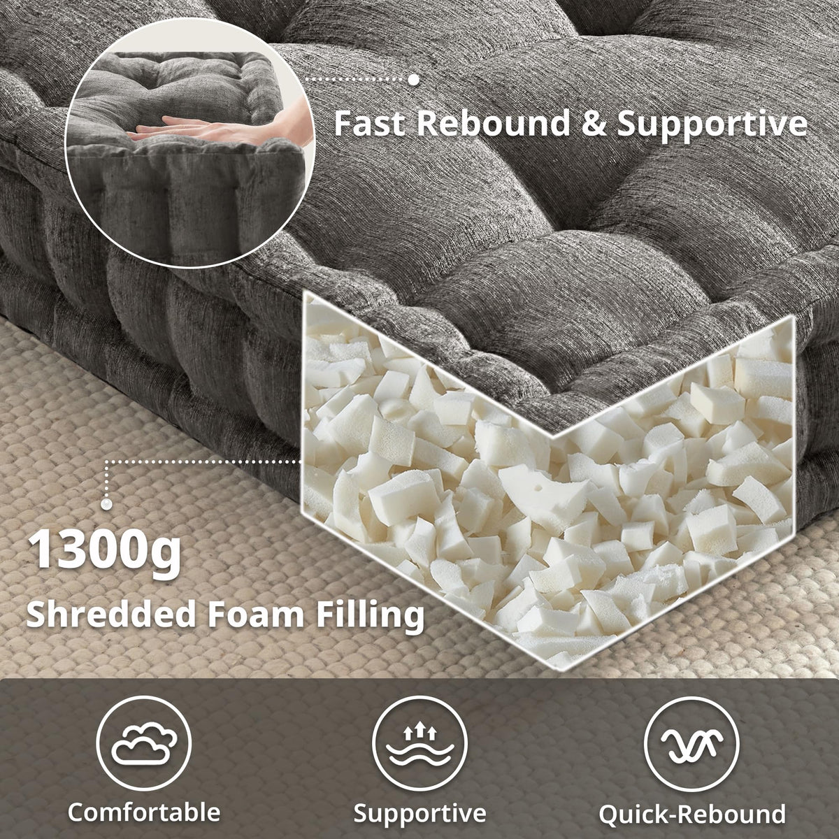 Intelligent Design Azza cushion with a carry handle for easy transport.